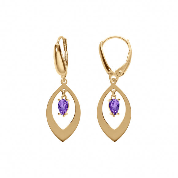 Boucles dormeuses plaqué or + oxyde violet 782-1003