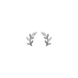 Boucles d'oreilles feuillage en argent et zirconiums