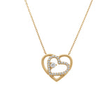 Collier double coeur en plaqué or avec zirconiums 755Z350