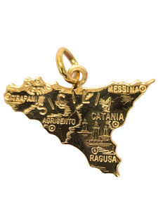 Pendentif carte de la Sicile en or 18ct 368-37