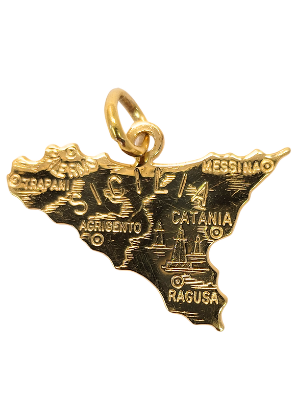 Pendentif carte de la Sicile en or 18ct 368-37