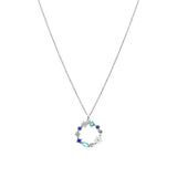 Pendentif jardin fleuri en argent + zirconiums + nacre