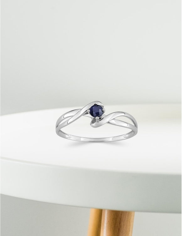 Bague or blanc 9ct et saphir 402-46