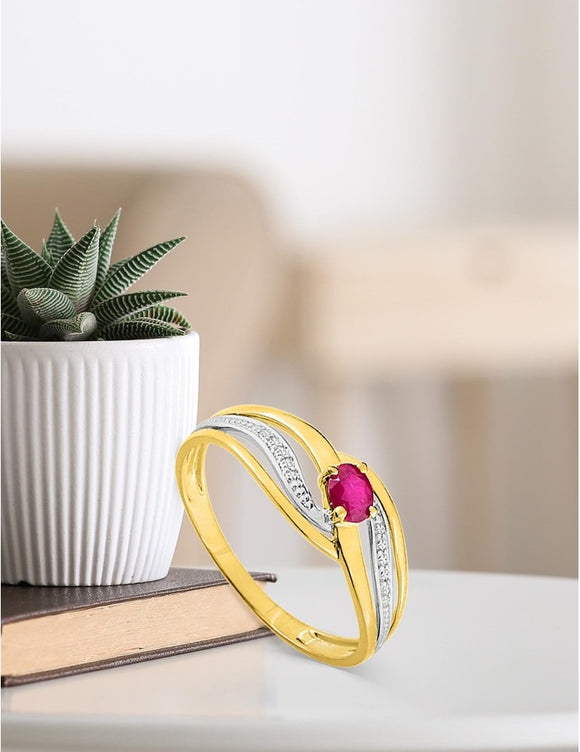 Bague bicolore en or 9ct et rubis 427-6
