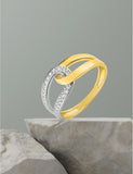 Bague bicolore en or 9ct avec zirconiums 421-205