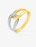 Bague bicolore en or 9ct avec zirconiums 421-205