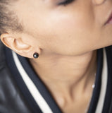 Boucles d'oreilles en argent et céramique noire (8mm)