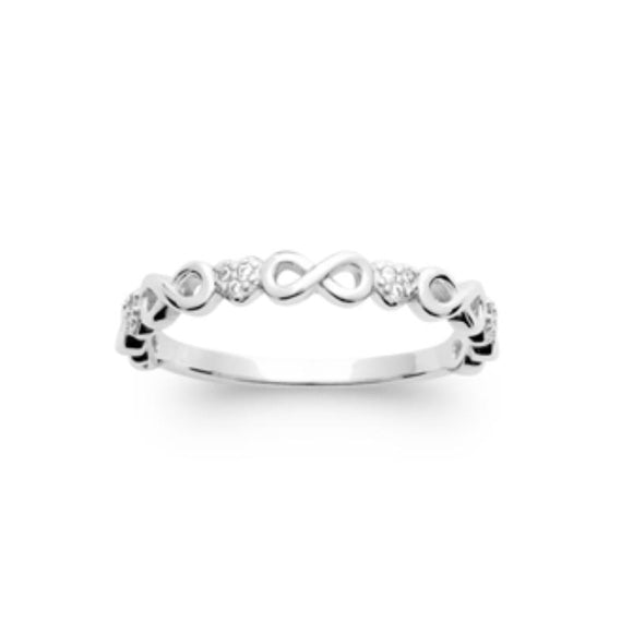 Bague infini et zirconiums en argent