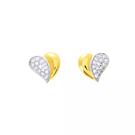 Boucles coeurs en plaqué or et zirconiums 2