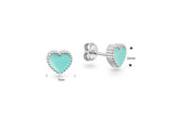 Boucles coeur argent et émail turquoise 684-1720