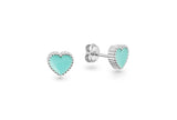 Boucles coeur argent et émail turquoise 684-1720