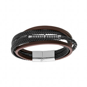 Bracelet cuir et acier 842-1427