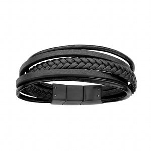 Bracelet cuir et acier 842-1429