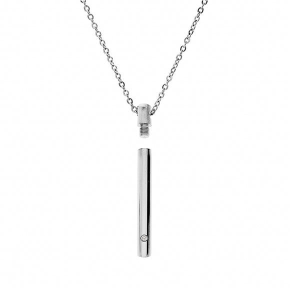 Collier funéraire barrette en acier et zirconium dévissable