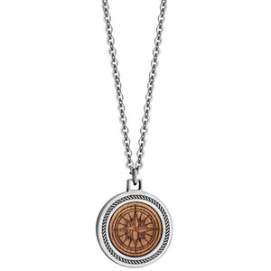 Collier acier et bois Boussole