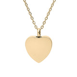 Collier funéraire cœur en acier plaqué or jaune