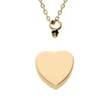 Collier funéraire cœur en acier plaqué or jaune