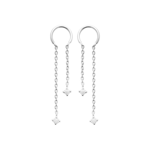 Boucles en argent rhodié et zirconiums 681-3350