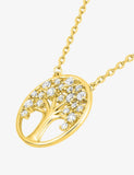 Collier arbre de vie en plaqué or et zirconiums 755z-380