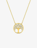 Collier arbre de vie en plaqué or et zirconiums 755z-380
