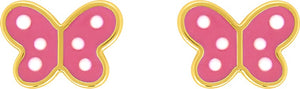 Boucles papillons rose en plaqué or