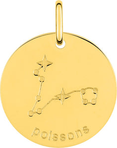 Pendentif zodiaque constellation poissons en plaqué or
