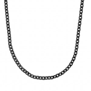 Collier en acier noir miroir maille forçat 850-621