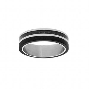 Bague acier et pvd noir et carbone 810-796