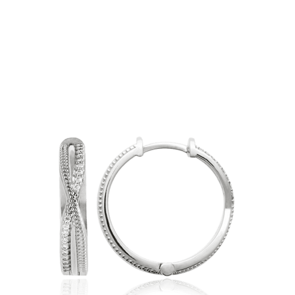 Boucles créoles en argent et zirconiums 20 mm 680-1269