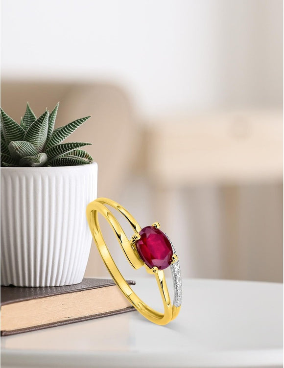Bague bicolore en or 9ct et rubis 412-49