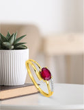 Bague bicolore en or 9ct et rubis 412-49
