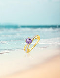 Bague or jaune 9ct, améthyste et zirconiums 422-72