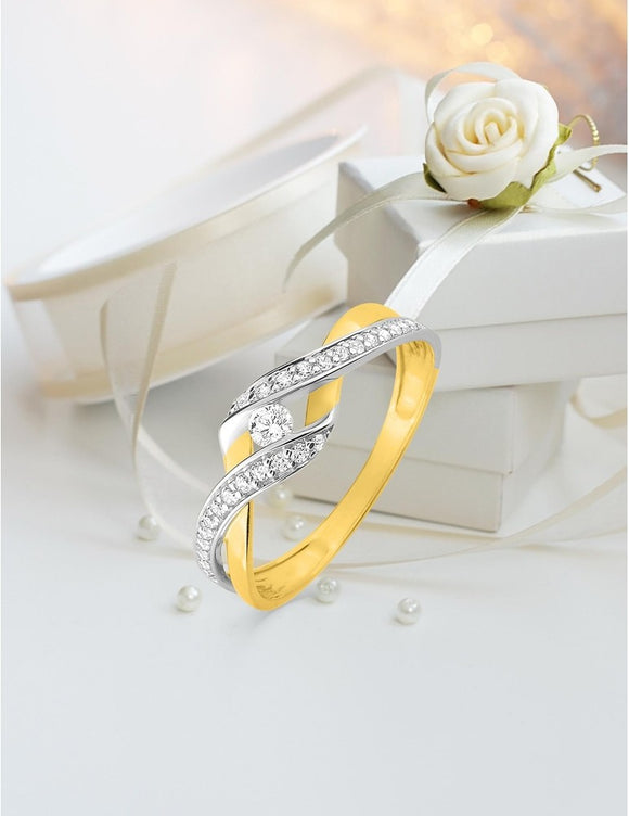 Bague bicolore en or 9ct et zirconiums 421-209