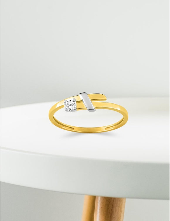 Bague bicolore 9ct et zirconiums 421-190