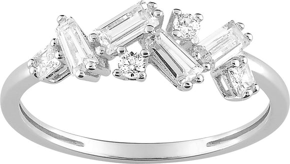 Bague or blanc 9ct et zirconiums 401-270