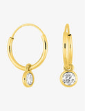 Boucles d'oreilles créoles en or jaune 18ct et zirconiums 380-222