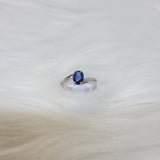 Bague or blanc 18ct, saphir et diamants 307-93