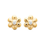 Boucles en plaqué or fleurs et zirconiums