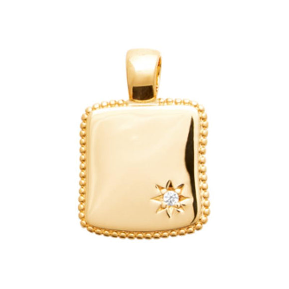 Pendentif plaque en plaqué or 760-197