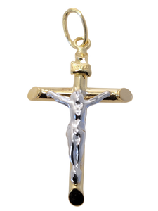Pendentif Croix en or bicolore avec Christ 18ct 369-316
