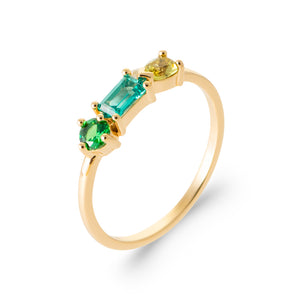 Bague en plaqué or et pierres vertes 711-359