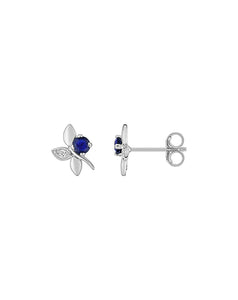 Boucles d'oreilles en or blanc 9 ct + saphir 485-50