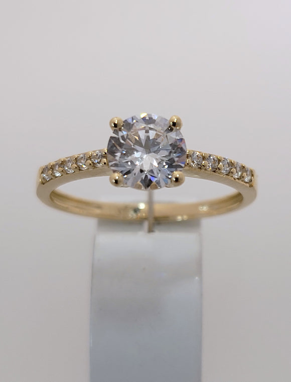 Bague or jaune 9ct et zirconiums 414-41