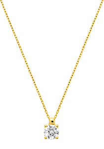 Collier solitaire zirconium or jaune 18ct 353-83