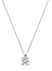 Collier solitaire zirconium or blanc 18ct 354-54