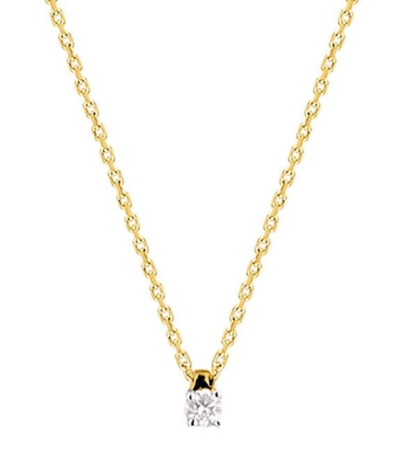 Collier solitaire diamant or jaune 18ct 353-87