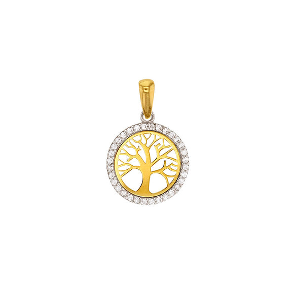 Pendentif arbre de vie en or jaune 18ct et zirconium 363-105