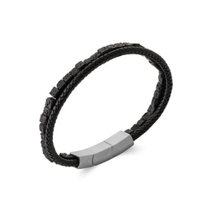 Bracelet pierre de Lave et cuir Bertrand