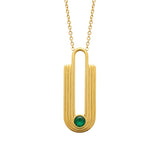 Collier en acier doré + cristal vert 850J1260