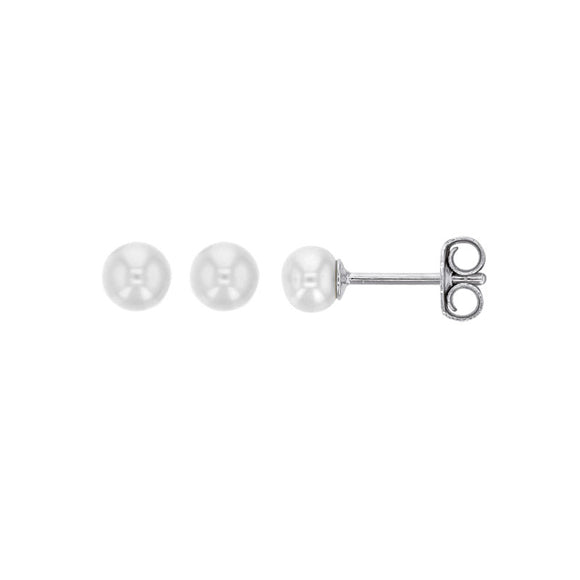 Boucles en argent rhodié avec perles d'eau douce 4mm 683-306